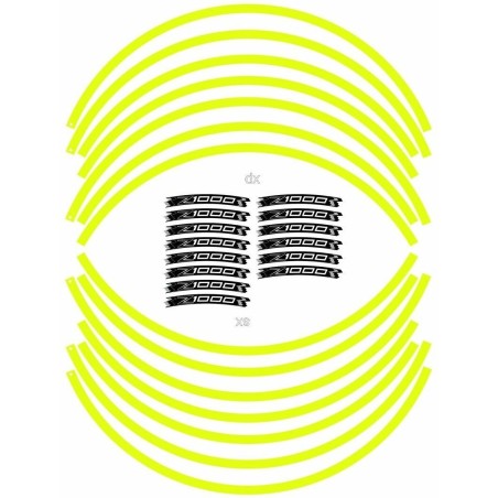 KIT STRISCE ADESIVE compatibili per CERCHI 17 MOTO KAWASAKI Z1000 - GIALLO FLUO